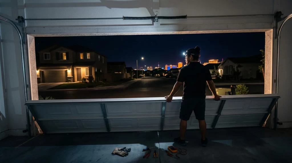 emergency garage door service Las Vegas technician night call